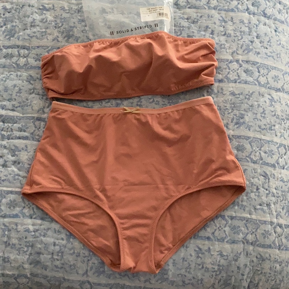 Solid & Striped matte blush high-waisted bikini